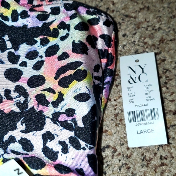 New York & Company Open Cut One Piece Bikini Swimsuit- Multi-Color Animal Print - Picture 6 of 6